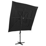 vidaXL Parasol 4-laags met aluminium paal 250x250 cm zwart, Verzenden, Nieuw