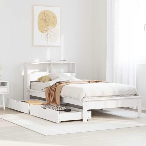 vidaXL Bed met boekenkast zonder matras grenenhout wit, Huis en Inrichting, Slaapkamer | Bedden, Nieuw, Verzenden