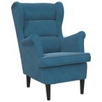 Blauwe Fauteuil Fluweel | Tweede Kansje | OP = OP, Huis en Inrichting, Fauteuils, Verzenden, Nieuw, 75 tot 100 cm, 50 tot 75 cm