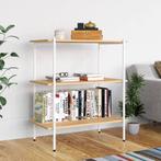 vidaXL Opbergrek 3-laags 80x40x92 cm wit en eikenkleurig, Verzenden, Nieuw