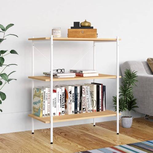 vidaXL Opbergrek 3-laags 80x40x92 cm wit en eikenkleurig, Huis en Inrichting, Kasten | Boekenkasten, Nieuw, Verzenden