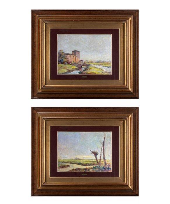 Francesco Gibelli (1890–1978) - La Tarabesca, Alla Bassa, Antiquités & Art, Art | Peinture | Classique