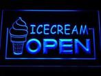 Ijssalon ijs + open neon bord lamp LED  verlichting reclame, Huis en Inrichting, Verzenden, Nieuw