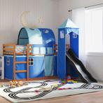 vidaXL Stapelbed met glijbaan en gordijnen blauw 90x200 cm, Verzenden, Nieuw