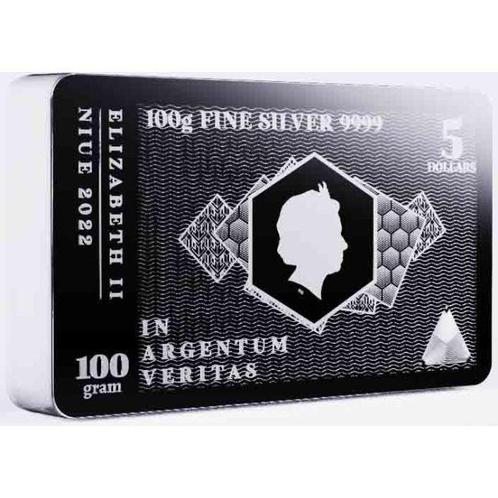 100 gram - Zilver .999 - 2022 100g $5 Niue Silver Note, Postzegels en Munten, Edelmetalen en Baren