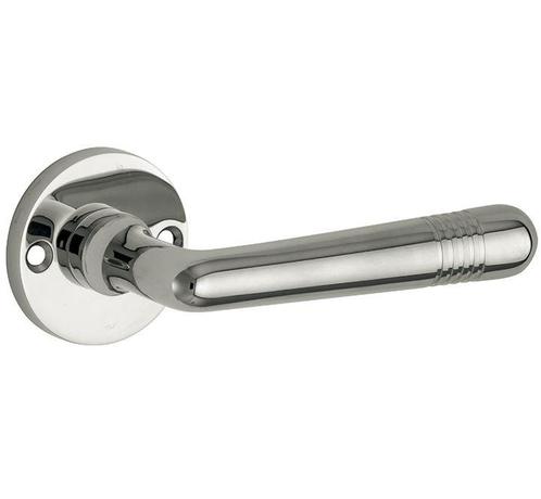 Deurklink op ongeveerd rozet Art-Deco/Elegant glans nikkel, Doe-het-zelf en Bouw, Hang- en Sluitwerk, Klink of Kruk, Nieuw, Overige materialen