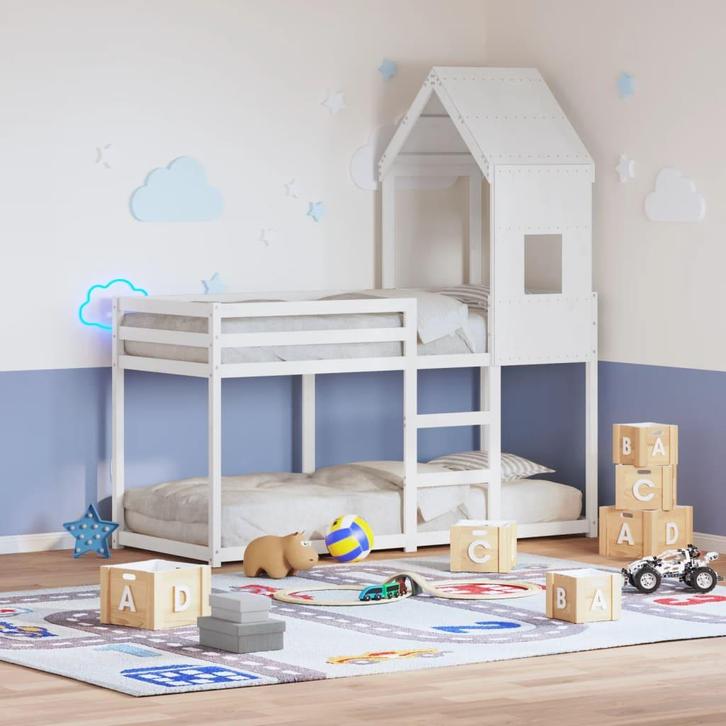 vidaXL Kinderbedhuisje 60x89x134,5 cm massief grenenhout wit, Huis en Inrichting, Slaapkamer | Bedden, Nieuw, Verzenden