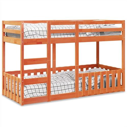 vidaXL Stapelbed massief grenenhout wasbruin 75x190 cm, Huis en Inrichting, Slaapkamer | Bedden, Nieuw, Verzenden