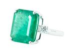 Ring - 14 karaat Witgoud, Groen (Zambia) - 9.55ct. tw., Nieuw