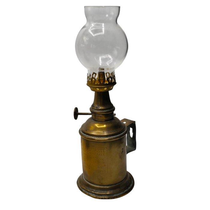 Lhirondelle & E. Besnard Paris - Olielamp - Messing, Glas, Antiek en Kunst, Antiek | Overige Antiek