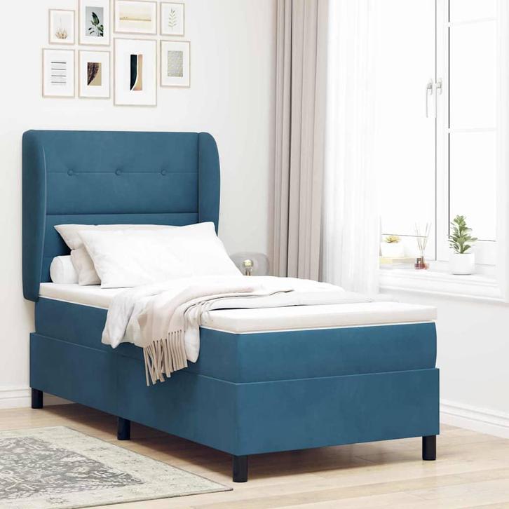 vidaXL Boxspring bed met matras Donkerblauw 200 x 80 cm, Huis en Inrichting, Slaapkamer | Bedden, Nieuw, Verzenden