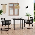 vidaXL 3-delige Tuinset PVC-rattan zwart, Tuin en Terras, Verzenden, Nieuw, Tuinset