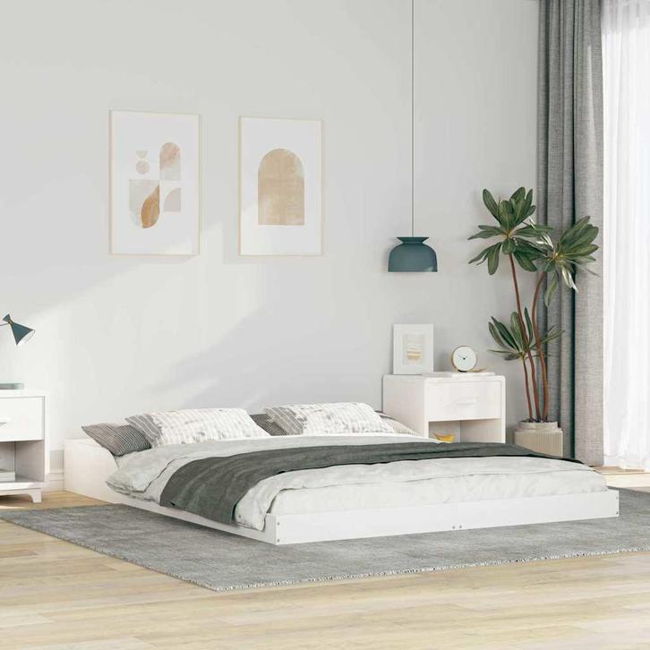 vidaXL Bedframe Wit 160 x 220 cm Massief grenenhout, Huis en Inrichting, Slaapkamer | Bedden, Nieuw, Verzenden