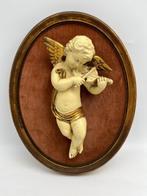 Lijst - Hout, Keramiek - Ovaal met cherubijn - 45 cm