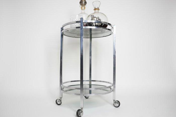 Serveerwagen - Glas, Staal - Circulaire barwagen uit de, Antiquités & Art, Art | Objets design