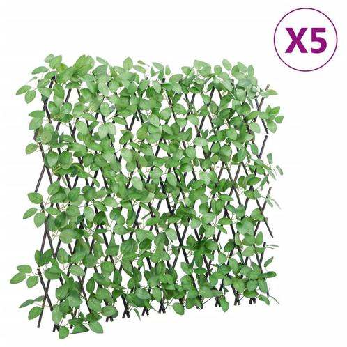 vidaXL Kunstplant klimop op latwerk 5 st uittrekbaar 180x65, Tuin en Terras, Tuinhekken en Hekwerk, Nieuw, Verzenden
