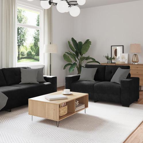 vidaXL 3-delige zetelset met kussens in zwart fluweel, Huis en Inrichting, Zetels | Zetels, Nieuw, Verzenden