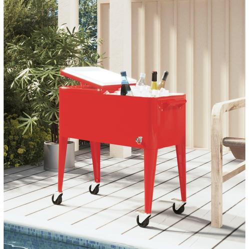 vidaXL Koelbox op wielen 92x43x89 cm rood, Elektronische apparatuur, Koelkasten en IJskasten, Nieuw, Verzenden