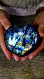 Labradoriet goud - blauw + turkoois kleur Hart - Hoogte: 8