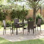 vidaXL Tuin Eettafel Set 5 pcs Bruin Gepoedercoat staal, Verzenden, Nieuw