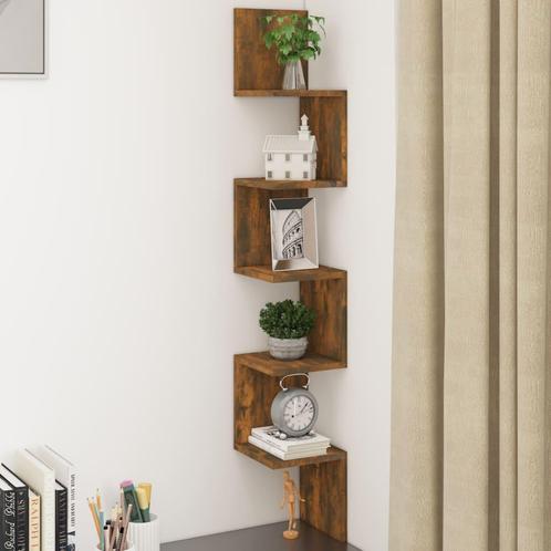 vidaXL Hoekwandschap 20x20x127,5 cm bewerkt hout gerookt, Huis en Inrichting, Kasten | Wandmeubels, Nieuw, Verzenden