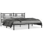 vidaXL Cadre de lit métal avec tête de lit noir 180x200, Maison & Meubles, Neuf, Verzenden