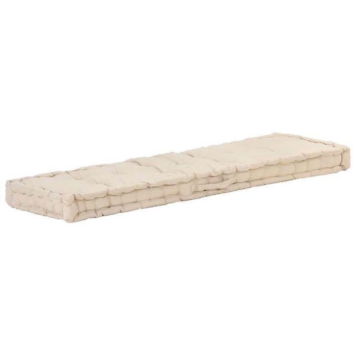 vidaXL Palletvloerkussen 120x40x7 cm katoen beige, Huis en Inrichting, Woonaccessoires | Kussens, Nieuw, Verzenden