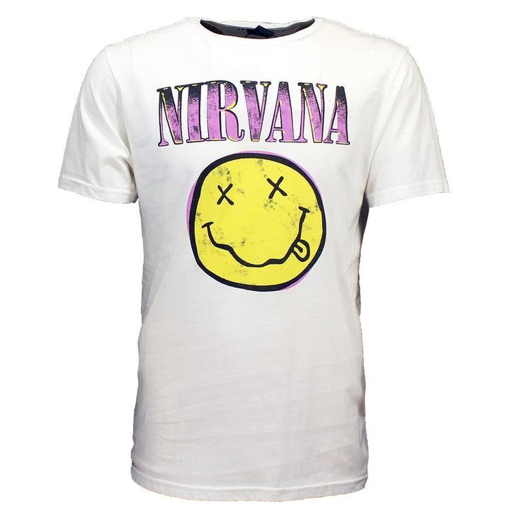 Nirvana Xerox Style Smiley T-Shirt - Officiële Merchandise, Kleding | Heren, T-shirts