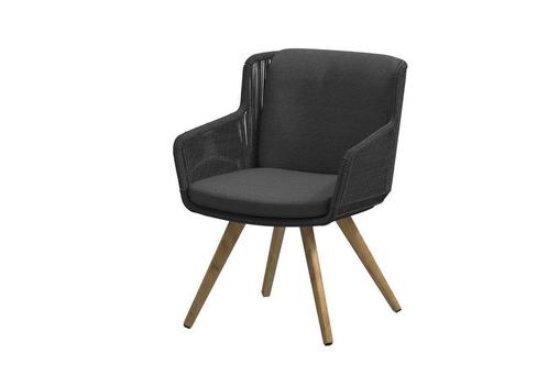 4 Seasons Outdoor Flores tuinstoel antraciet met teak, Tuin en Terras, Tuinsets en Loungesets