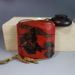 inro - Hout - hawk hunting - Japan - Meiji periode, Antiek en Kunst
