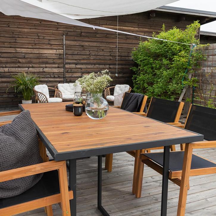 Tuintafel zwart | houten blad | 200x100 cm, Tuin en Terras, Tuintafels, Nieuw, Hout, Rechthoekig, Verzenden