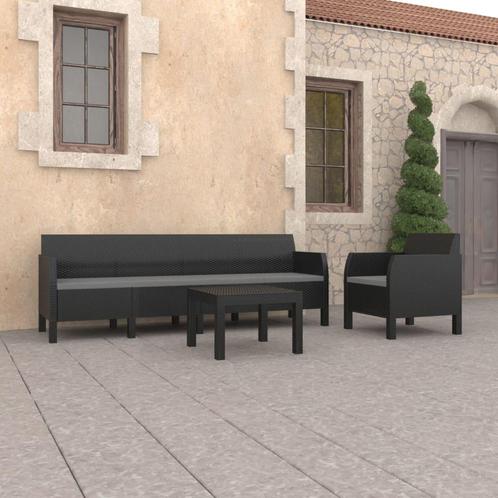 vidaXL 3-delige Loungeset met kussens PP rattan, Tuin en Terras, Tuinsets en Loungesets, Loungeset, Nieuw, Verzenden