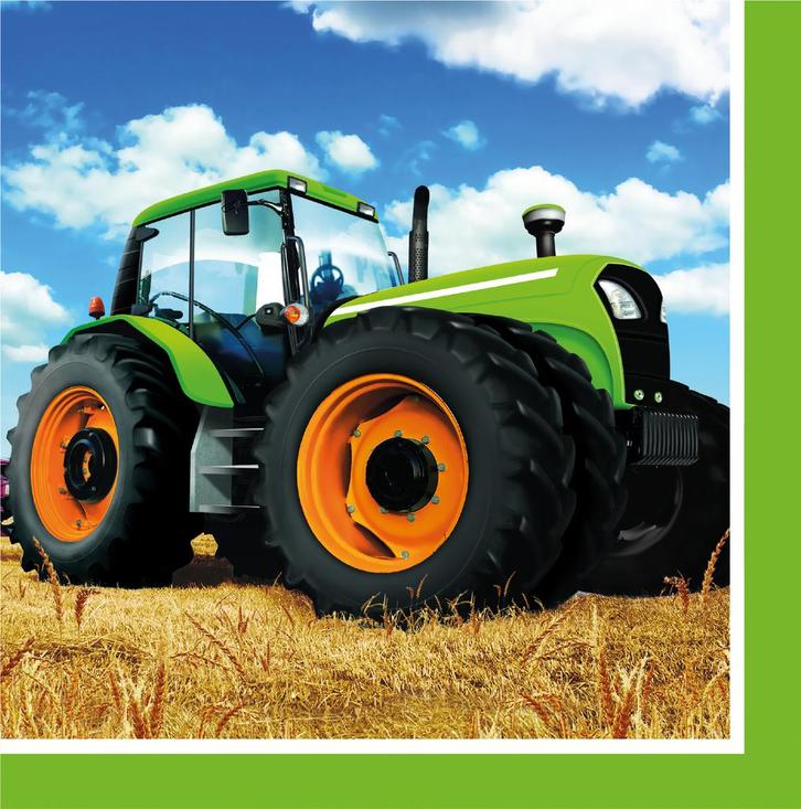 Servetten Traktor 33cm 16st, Hobby en Vrije tijd, Feestartikelen, Nieuw, Verzenden