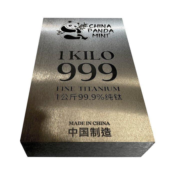 Panda Mint - Bar (5) - Titanium - 5 x 1 kg 999 titanium, Postzegels en Munten, Edelmetalen en Baren