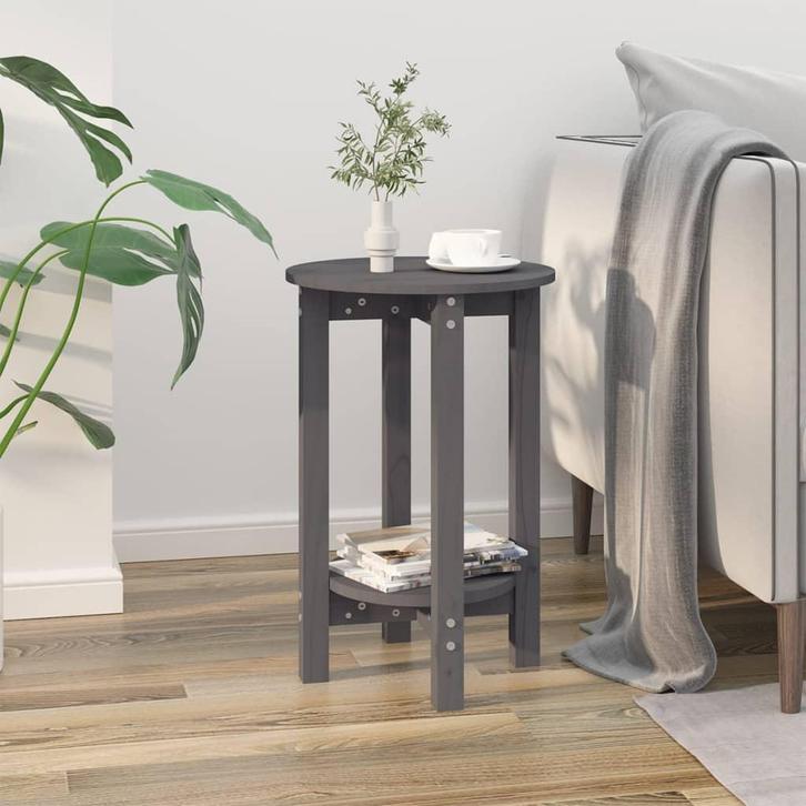 vidaXL Salontafel Ø 40x60 cm massief grenenhout grijs, Huis en Inrichting, Tafels | Salontafels, Nieuw, Verzenden