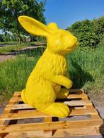 Beeld, XXXL statue of a hare yellow color - 115 cm -