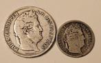 France. Louis Philippe I. Lot de 2 monnaies en argent (2, Postzegels en Munten