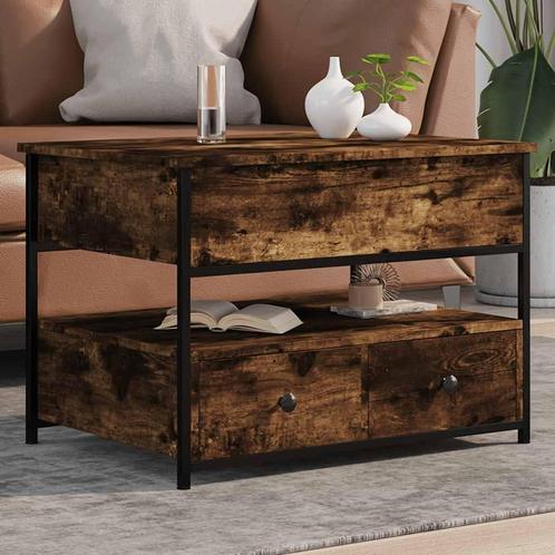 vidaXL Salontafel 70x50x50 cm bewerkt hout en metaal gerookt, Huis en Inrichting, Tafels | Salontafels, Nieuw, Verzenden