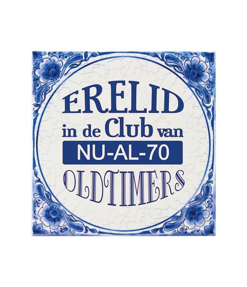 Delfts Blauw Tegel 70 Jaar 14,5cm, Huis en Inrichting, Woonaccessoires | Schilderijen, Tekeningen en Foto's, Nieuw, Verzenden