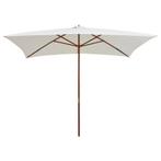 vidaXL Parasol avec poteau en bois 200 x 300 cm Blanc, Jardin & Terrasse, Verzenden, Neuf