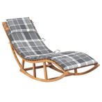 vidaXL Chaise longue à bascule avec coussin Bois de teck, Jardin & Terrasse, Verzenden, Neuf