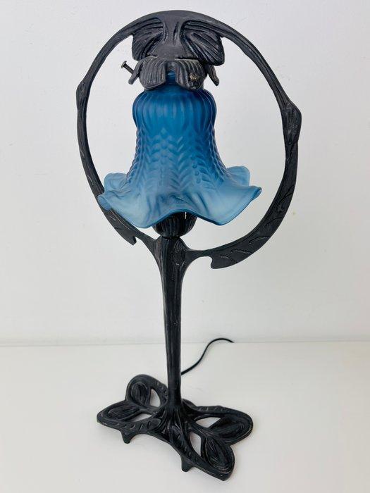Lamp - Art nouveau/Jugendstil stijl tafellamp blauw kap -, Antiek en Kunst, Curiosa en Brocante
