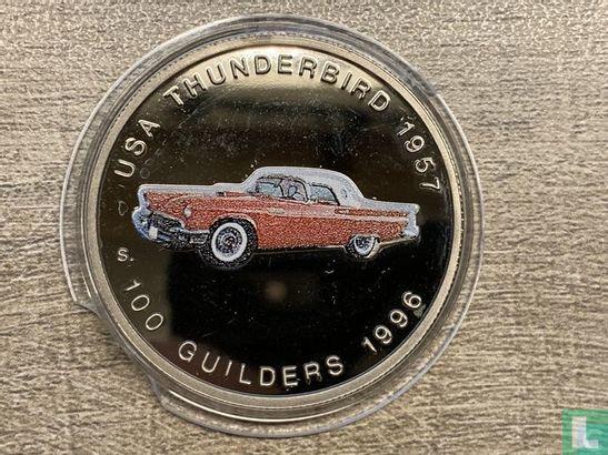 Suriname 100 guilders 1996 (PROOF - rood en blauw gekleur..., Timbres & Monnaies, Monnaies | Amérique, Envoi