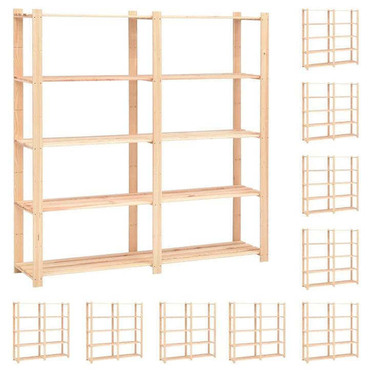 vidaXL Opbergrekken 5-laags 10 st 170x38x170 cm grenenhout, Huis en Inrichting, Kasten | Stellingkasten, Nieuw, Verzenden