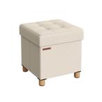 SONGMICS Pouf met Opbergruimte Creme | Retour Deal | 35%..., Huis en Inrichting, Minder dan 50 cm, Verzenden, Vierkant, Nieuw