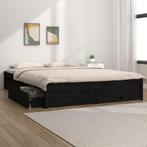 vidaXL Cadre de lit avec tiroirs Noir 160x200 cm