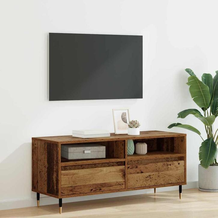vidaXL TV Kast Oud Hout 100 x 34,5 x 44,5 cm Geengineerd, Huis en Inrichting, Kasten |Televisiemeubels, Nieuw, Verzenden