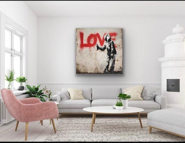 EMIR BERCUTTE - STREET ART LOVE 7 - Toile L, Antiquités & Art, Art | Objets design