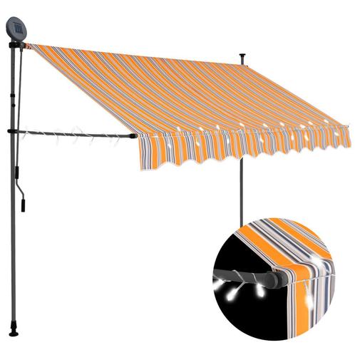 vidaXL Luifel handmatig uitschuifbaar met LED 300 cm geel en, Tuin en Terras, Zonneschermen, Nieuw, Verzenden