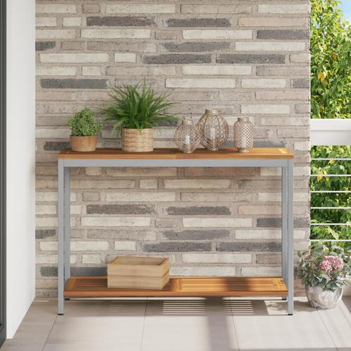 vidaXL Buitentafel Natuurlijk & Grijs 35x110x75 cm Massief, Tuin en Terras, Tuintafels, Nieuw, Verzenden